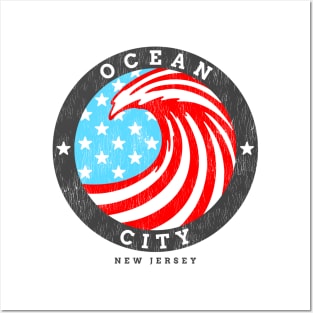 Ocean City, NJ Summertime Patriotic 4th Pride Surfing Posters and Art